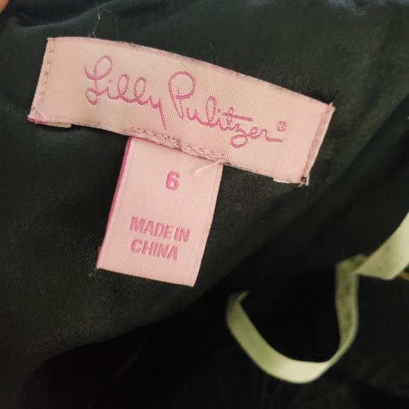 Lilly Pulitzer Vicki Boho Eyelet Crochet Lace Strapless Dress Black Sz 6 - Picture 7 of 8